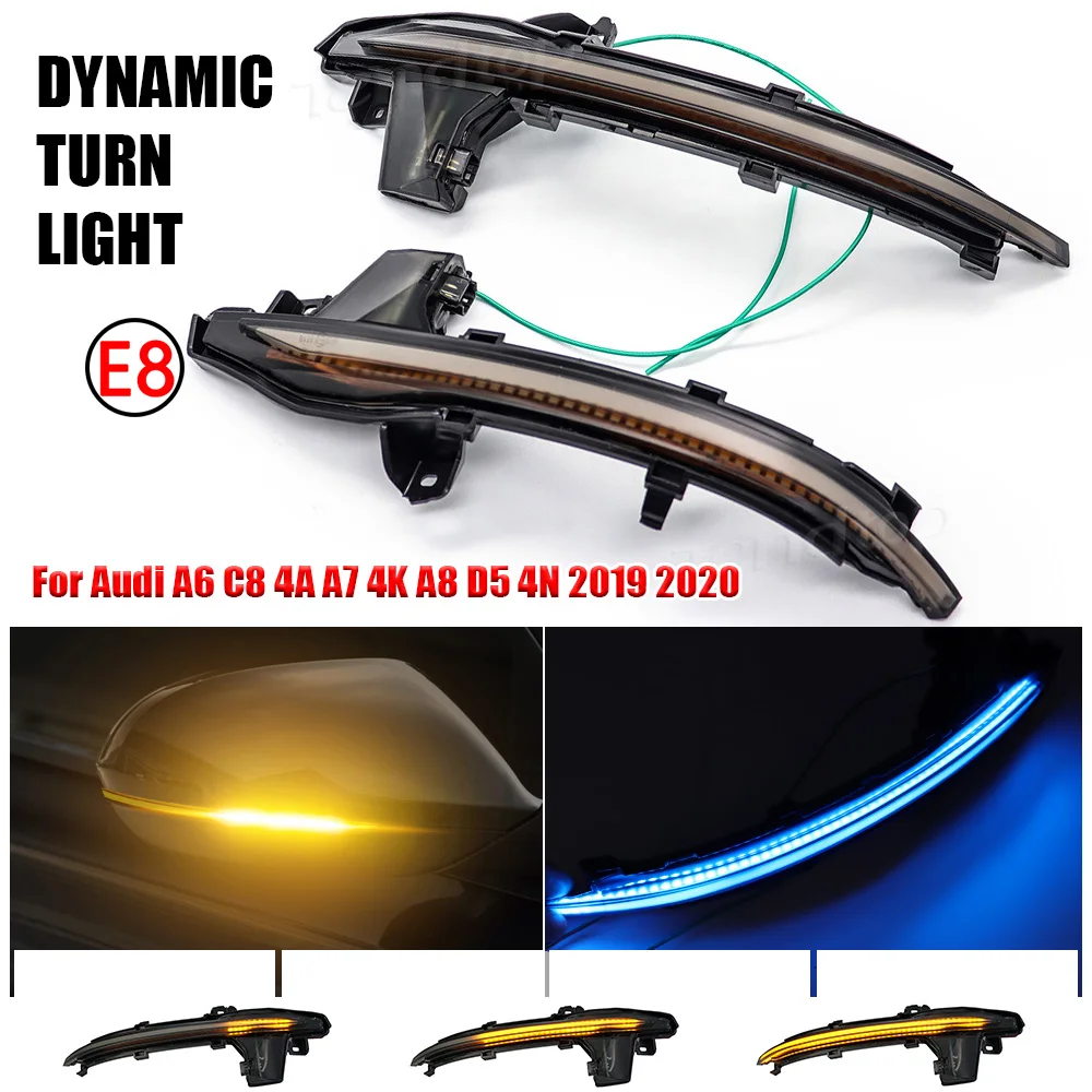 

For Audi A6 C8 4K A7 4K8 A8 D5 2018 2019 Dynamic Reminder Flowing Turn Signals Side Mirror Blinker Sequential Indicator LED