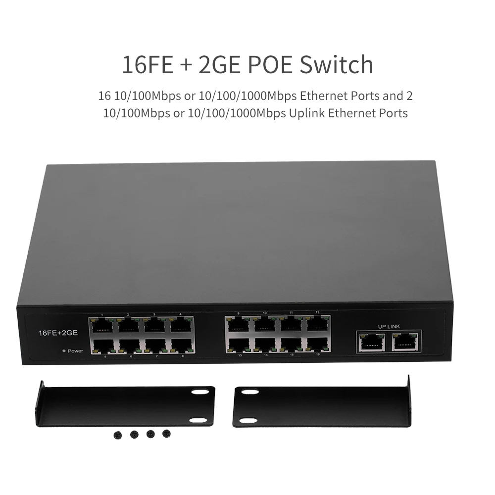 ZWD 16 + 2BZQN 16FE 2GE POE коммутатор с портами 2 гигабитных Uplink стандарт IEEE 802.3af питания для