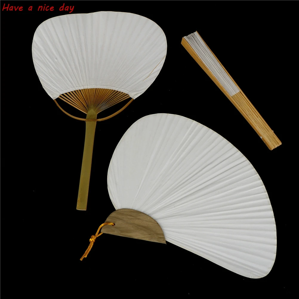 

3 sizes A;23*13cm.B:38*24.5cm,C:25.5*20cm White Folding Elegant Paper Hand Fan Wedding Party Favors