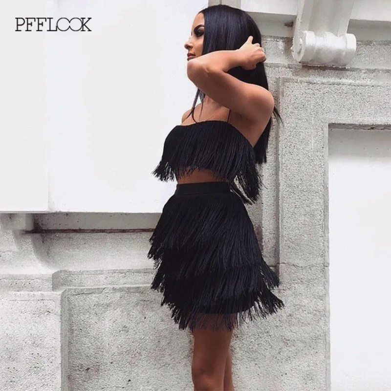 Летнее элегантное платье с кисточками PFFLOOK женское Клубное 2019 привлекательное