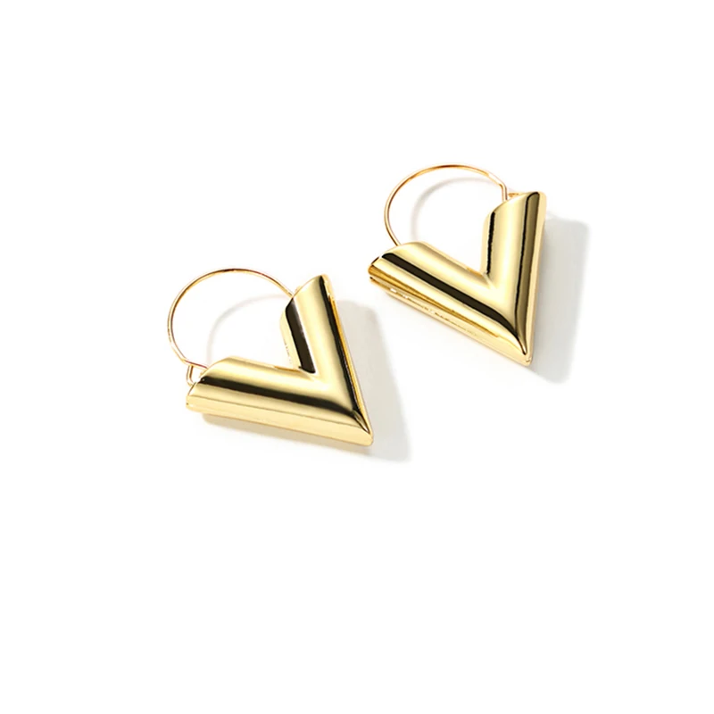 Модные золотистые серьги LWONG с V-образным вырезом для женщин геометрические