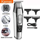 Профессиональная машинка для стрижки волос Kemei, парикмахерский триммер с болдугой, 0 мм, с ЖК-дисплеем, для мужчин, сделай сам, электрический аппарат для волос