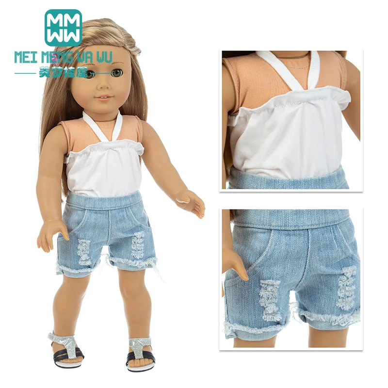 

Fits 45 cm American doll clothes accessories fashion Lace shirt, jeans, plaid skirt, coat Girl's gift