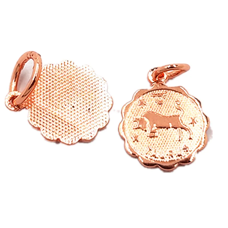 

50pcs/set Zodiac Charm Pendants for Jewelry Making Fashion rose gold Round Charms copper Pendant Fit Jewelery Metal Charms