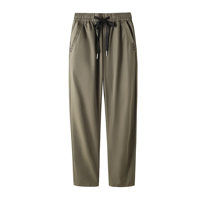 

Брюки-карго размера плюс женские прямые с карманами, однотонные повседневные Тонкие штаны с эластичным поясом, P133, на лето