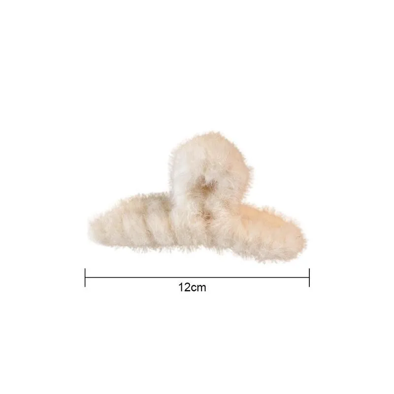 

Girl Hairpin Autumn Winter Cute Candy Color Hair Claws Grabbing Imitation Faux Rex Rabbit Fur Hair Accessories Durable