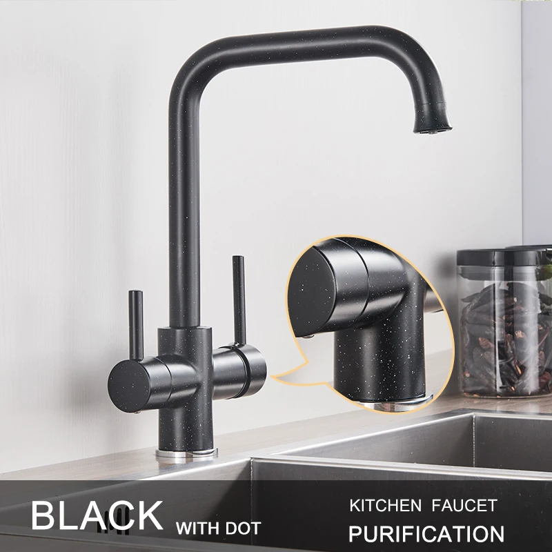 Rozin Brushed Nickel Purified Water Kitchen Faucet Dual Handles with Hot Cold Mixer Tap Brass Chrome Pure Water Filter Tap wall mount kitchen faucet