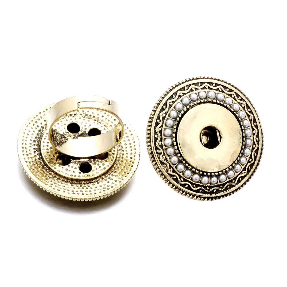 

Кольцо с застежкой «сделай сам», 18 мм, Золотое большое круглое кольцо с застежкой-кнопкой для женщин и мужчин, регулируемое ювелирное изделие ZH040