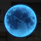 Настенные часы с голубой Луной и встроенными элементами, современный декор, украшение для гостиной, настсветильник ное освещение