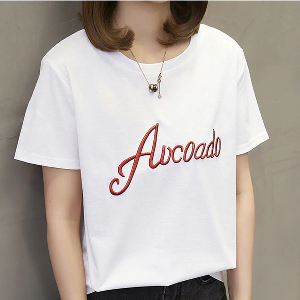 Футболка женская с круглым вырезом модная Повседневная Туника надписью рубашка