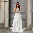 Платье Свадебное Smileven в стиле бохо, пикантное кружевное пляжное платье невесты без рукавов, элегантное шифоновое свадебное платье со шлейфом, 2 предмета