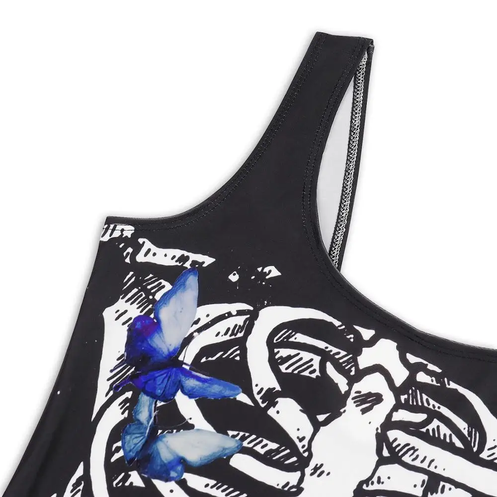 Новый 3d печатных скелет череп на Хэллоуин дизайн купальный костюм летний