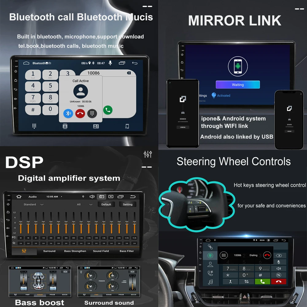 Без DVD BT WIFI Android 12 мультимедиа для GEELY Emgrand EC7 IPS 4G GPS DSP навигация Carplay радио плеер |