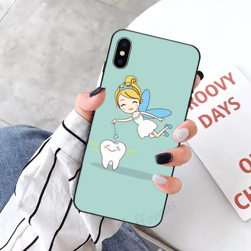 

Dentist Dental Teeth Funny Cartoon Anti-fall mobile Phone Case coque for iPhone 11 12 pro XS MAX 8 7 6 6S Plus X 5S SE 2020 XR