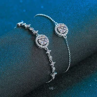 trendy 925 sterling silver 1 carat d color moissanite charm bracelets for women fine jewelry platinum moon star bracelet gift