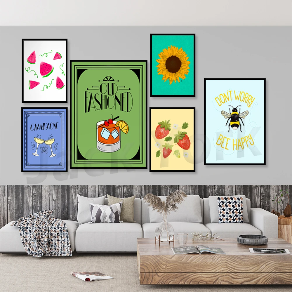 

Champagne, fruit, drink poster decoration art, printable, wall art, poster-