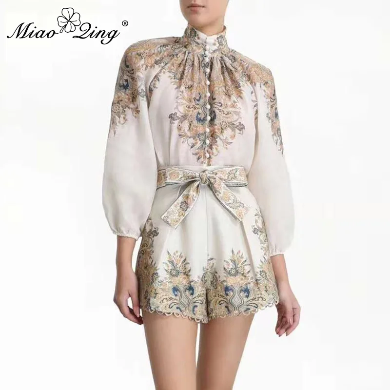 Женский комплект из двух предметов MIAOQING водолазки с рукавами фонариками и шорт