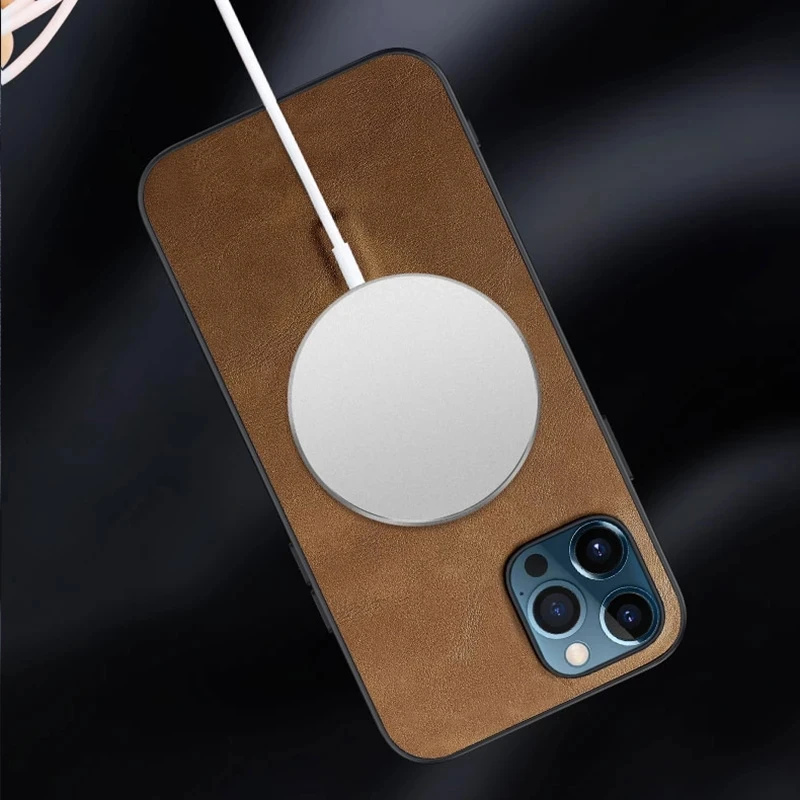 Чехол-накладка для iPhone 12 11 Pro Max Mini Xs из искусственной кожи с поддержкой
