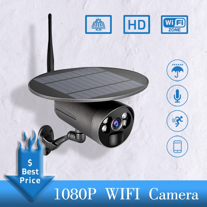 

IP Wi-Fi Солнечная камера 3MP FHD наружная цветная камера ночного видения безопасности двухстороннее аудио беспроводная видео водонепроницаемая...