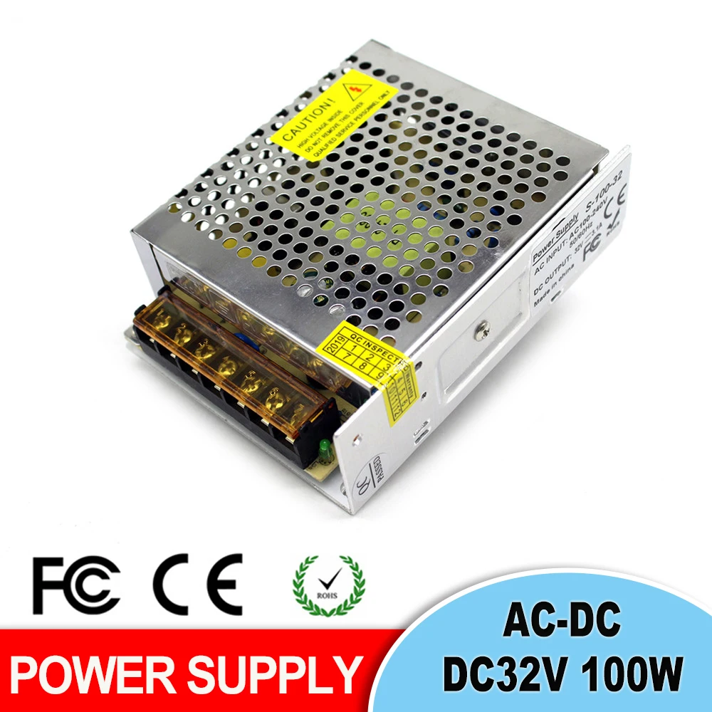 Одиночный выход DC32V переключатель питания AC100 240V к DC 32V 3.1A 100W источник для