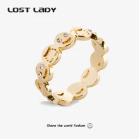 lost lady new fashion rhinestone hollow emoticons rings for women gold color alloy finger rings wholesale accessories party gift