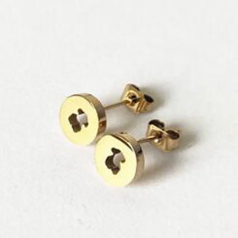 

Hot Style Stainless Steel Memorial Circle Bear Earring Memorial Animal 8mm