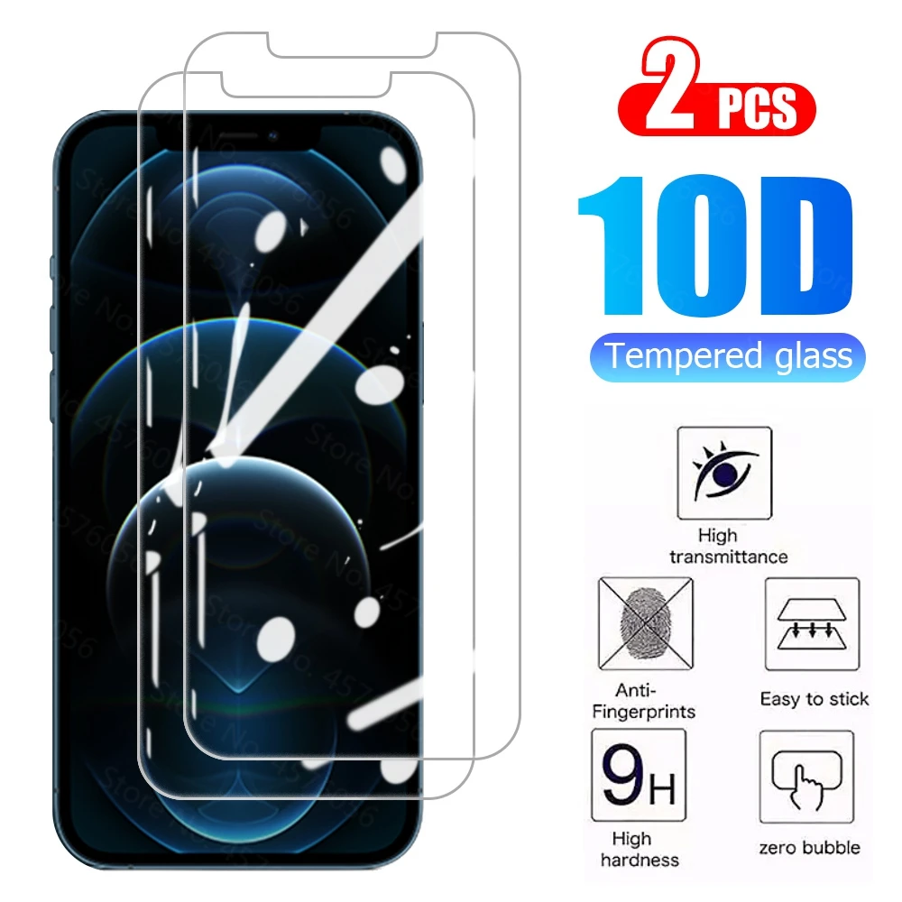 

2Pcs Tempered Glass Screen Protector For iPhone 12 11 13 Pro XS Max X 7 8 6s 6 S Plus XR SE 5s en Verre trempe ecran protecteur