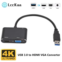 lcckaa usb 3 0 to 4k hdmi compatible vga adapter for 2 in1 usb3 0 to hdmi compatible vga converter for macbook windows 7810 os