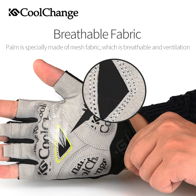 Велосипедные перчатки CoolChange с открытыми пальцами противоударные дышащие