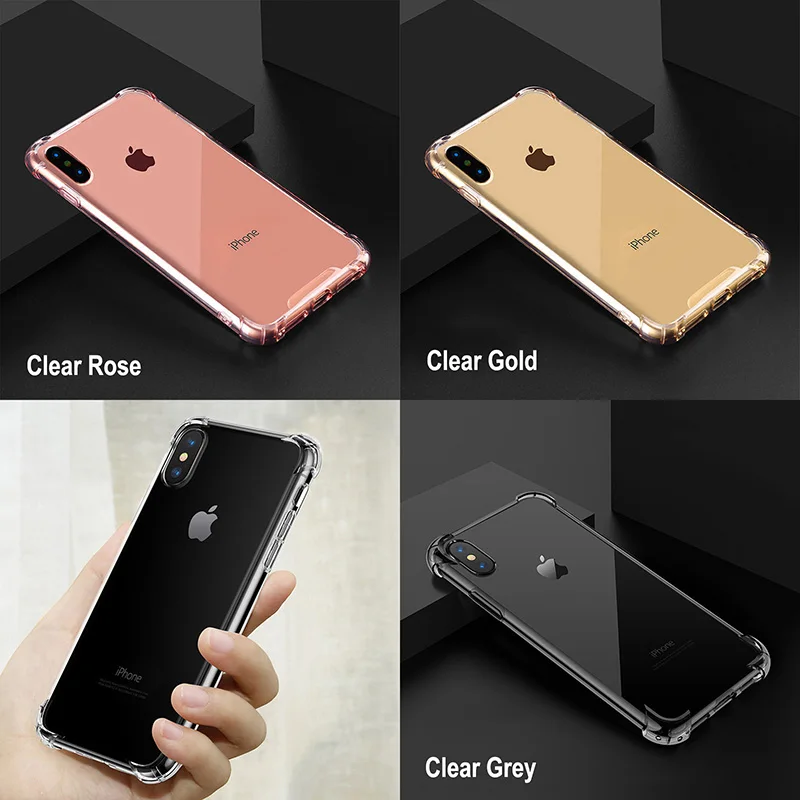 Роскошный прозрачный противоударный чехол для iPhone X XR XS Max 8 7 6 6S Plus 10 мягкий