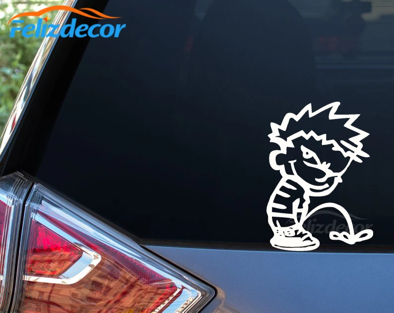 Озорной Маленький мальчик стоял девушки виниловые наклейки на автомобиль для