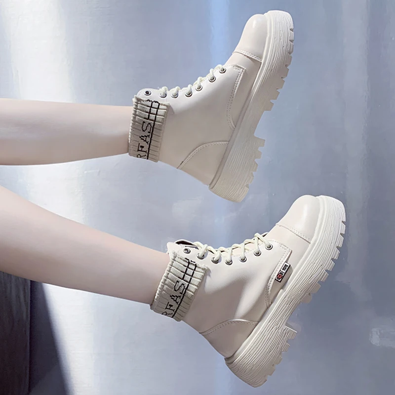 Женские осенние ботильоны повседневные женские мотоциклетные ботинки на