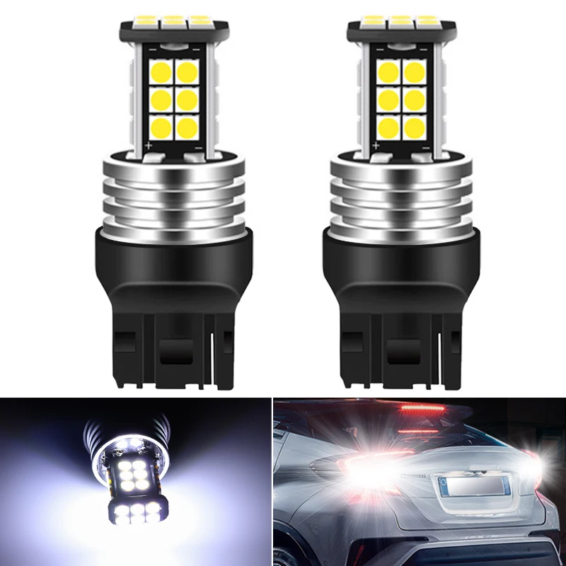 2pcs 7440 CANBUS W21W T20 car LED reverse light 3030 24SMD Bulbs Signal Lamp Error Free No Hyper Flash super bright 6000k White