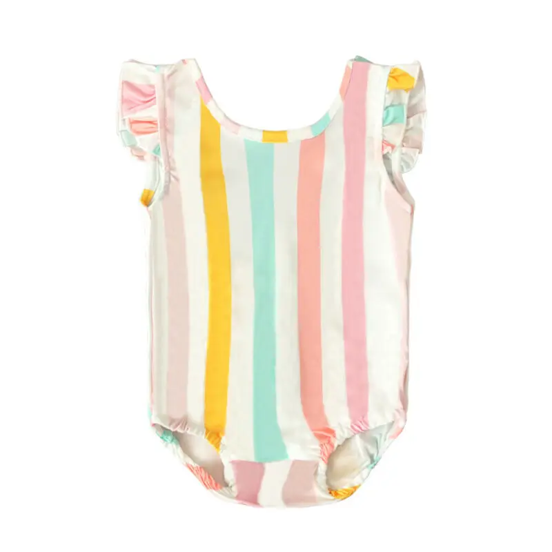 

1-5Y 2020 Toddler Kids Baby Girls Summer Swimwear Stripe Bikini Swimsuit One-piece Clothes