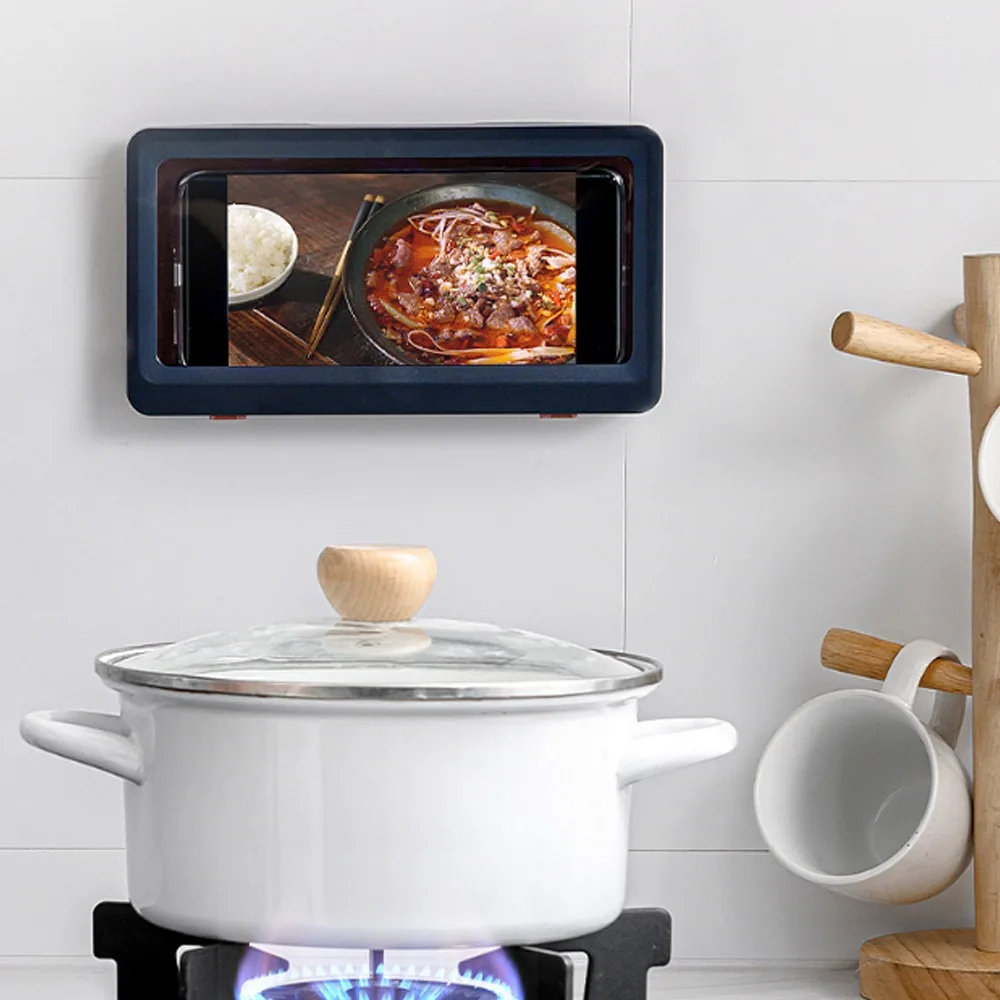 

Waterproof Phone Case Wall Hanging Punch-Free Anti-Fog Film Mobile Box Watch Video In Bathroom Shower Read Recipe For Cooking