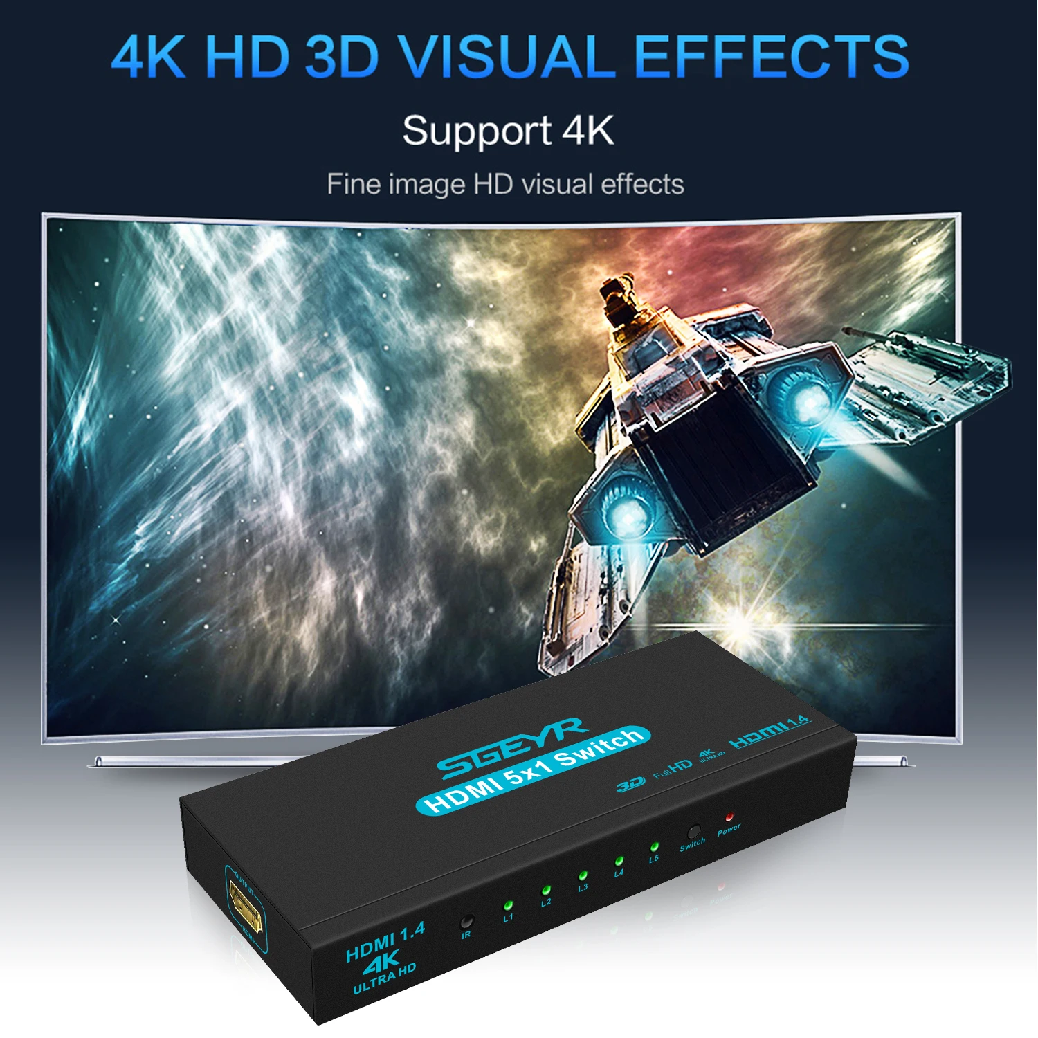 SGEYR HDMI сплиттер переключатель 5 вход 1 выход HDMI адаптер коммутатор 5X1 4K HDMI переключатель для xbox 360 PS4/3 Smart Android HDTV