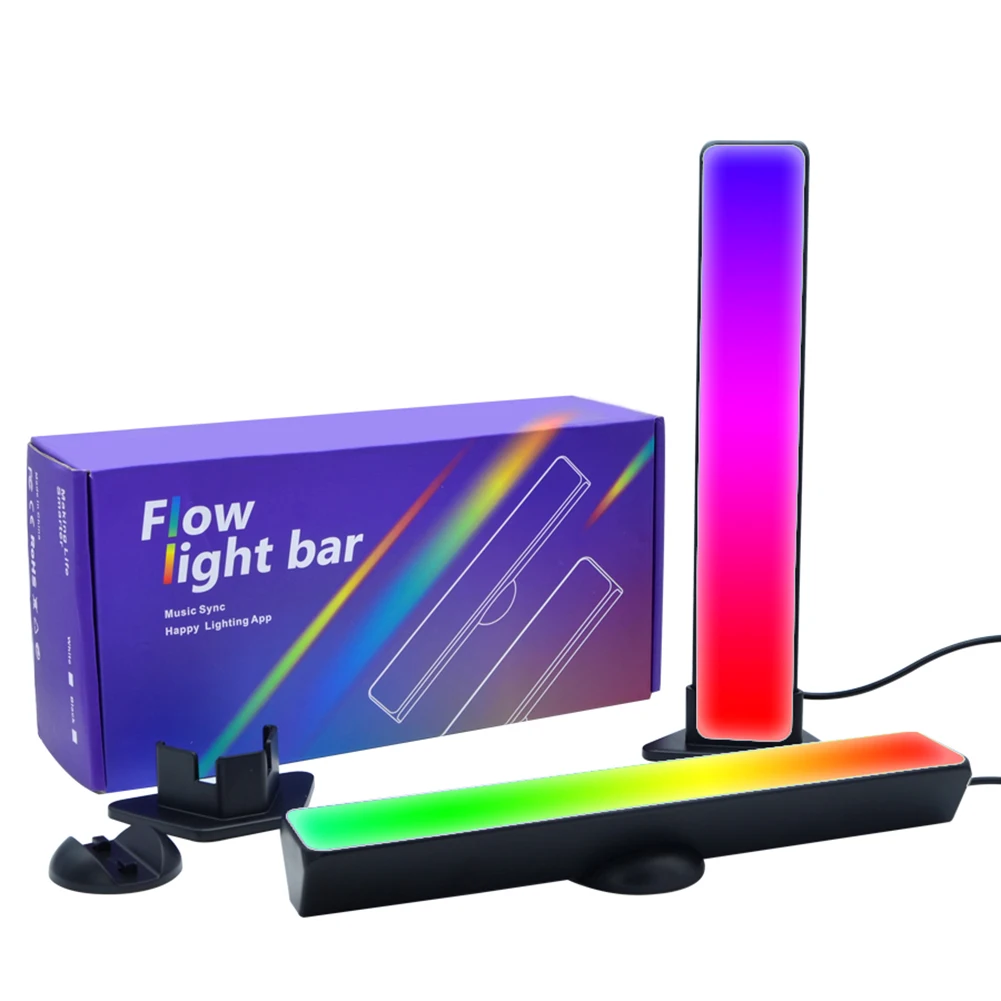 

2pcs/set Voice-Activated RGB LED Pickup Rhythm Night Light Strip Bluetooth Music Backlights Atmosphere Ambient Lamp APP Control