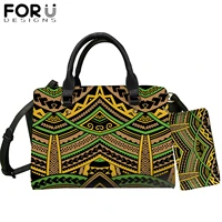 forudesigns new fashion traditional polynesia print handbagpurse women handbags pu leather 2pcsset shoulder bag satchel gifts