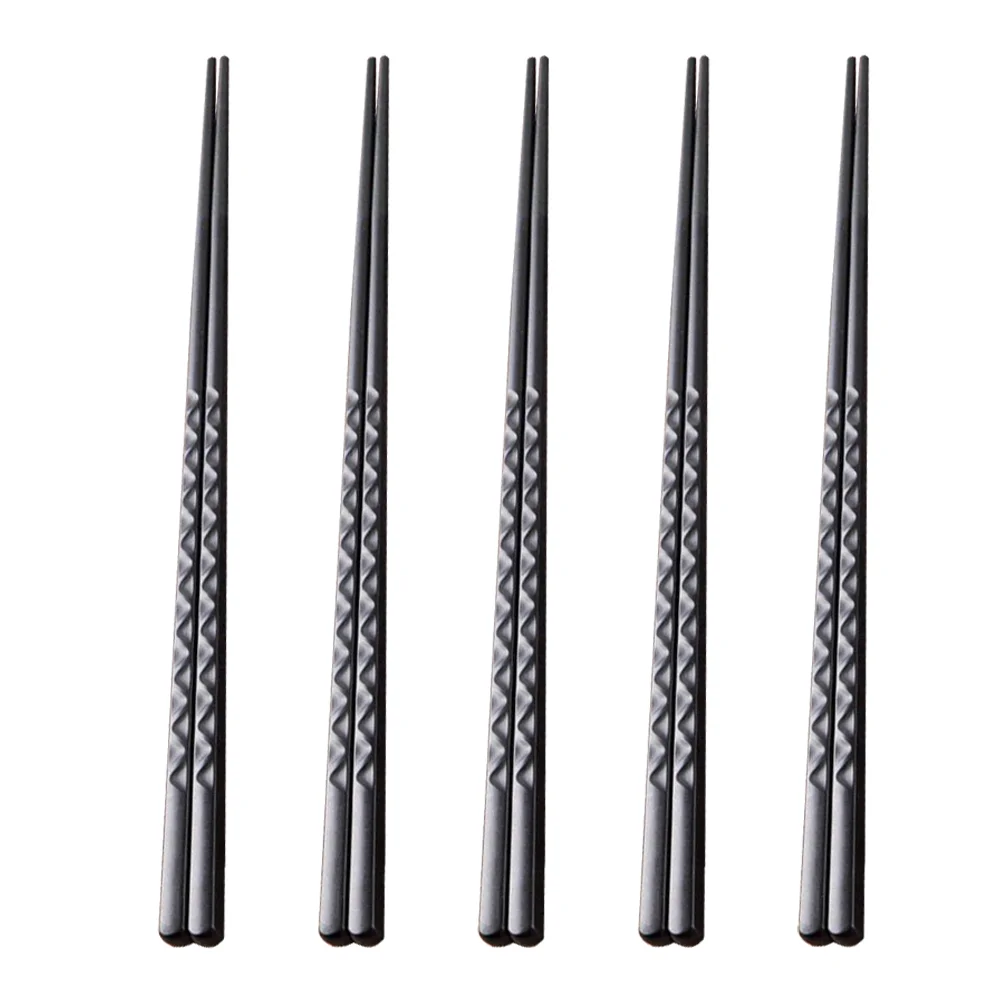 

5 Pairs Reusable Chopsticks Non-slip Luxury Japanese Style Chopsticks Hexagonal Chopsticks (24cm Pointed Wave Pattern)