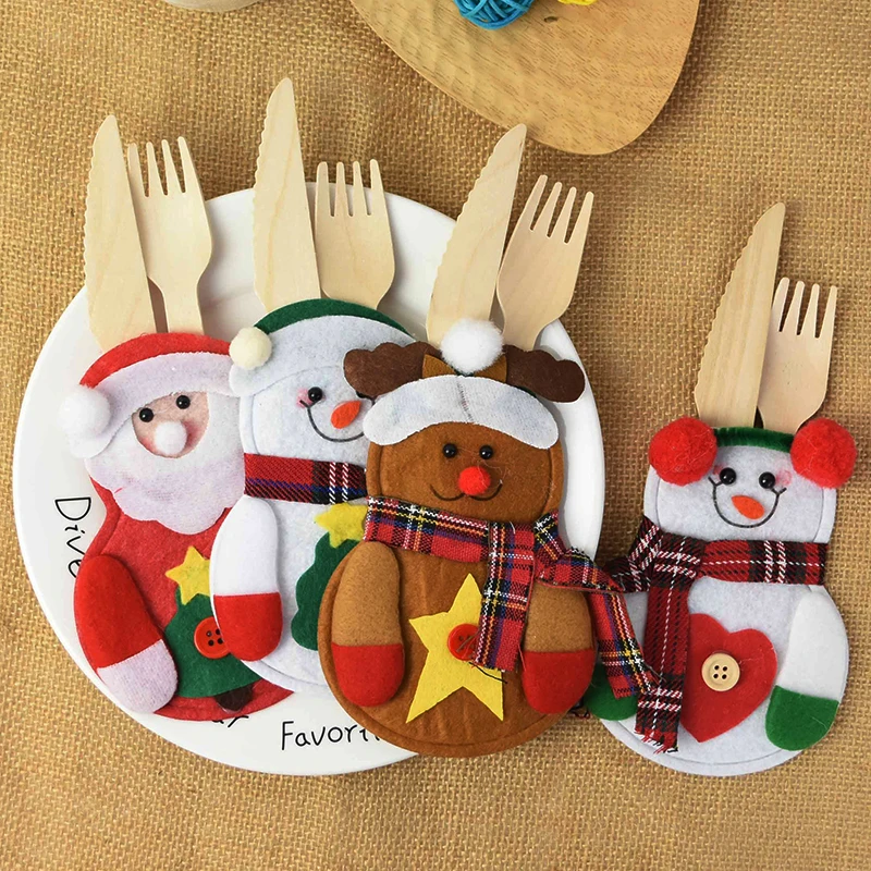 Вилка в рождественском стиле держатель Рождество Новый год карманная вилка нож