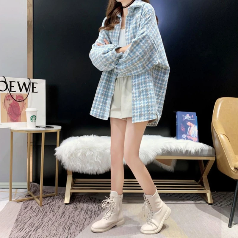 

Shirts Women Spring Plaid Leisure All-match Students Streetwear Comfortable Holiday Casual Elegant Cute Ins Harajuku New Tops