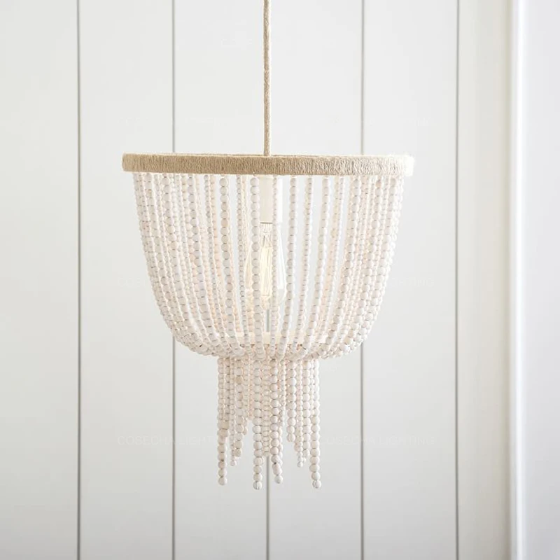 Французский деревянный подвесной светильник из бисера скандинавский s для дома в