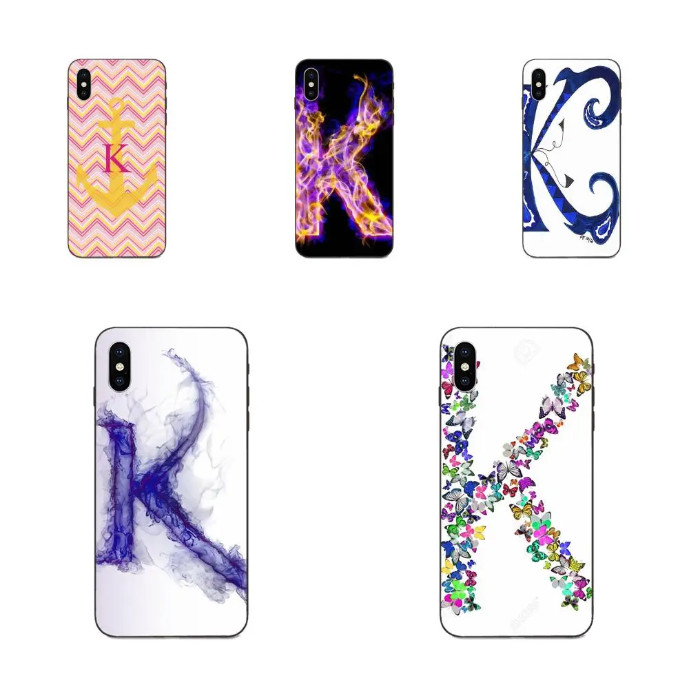 Для Apple iPhone 4 4S 5 5S SE 6 6S 7 8 Plus X XS Max XR Мягкий Силиконовый ТПУ Черный чехол с буквой