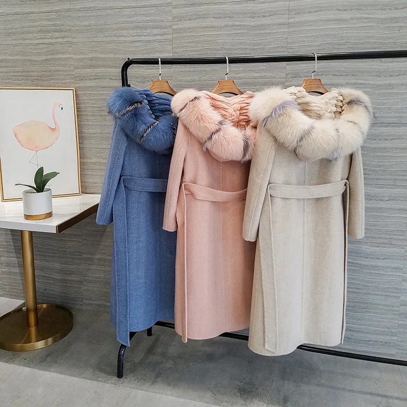 

Ladies Winter Thickening Jacket Natural Fox Fur Lining Double-sided Coat Luxury Women Parka Warm Outerwear Women Streetwear