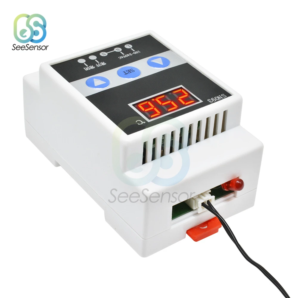 Guide Rail Thermoregulator Digital Temperature Controller Thermostat Refrigeration Heating Control 110-240V | Инструменты