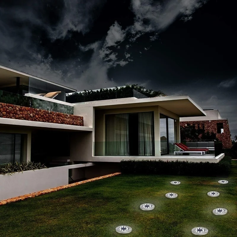 8/12LED солярные наружные фонари сад путь Водонепроницаемый в зарытый землю