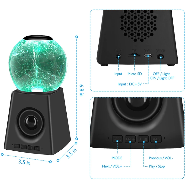 Мини-цветной водяной bluetooth-динамик s светодиодный динамик подарок для водного танца аудио сабвуфер для телефона компьютера TF карты AUX-Line для IPad