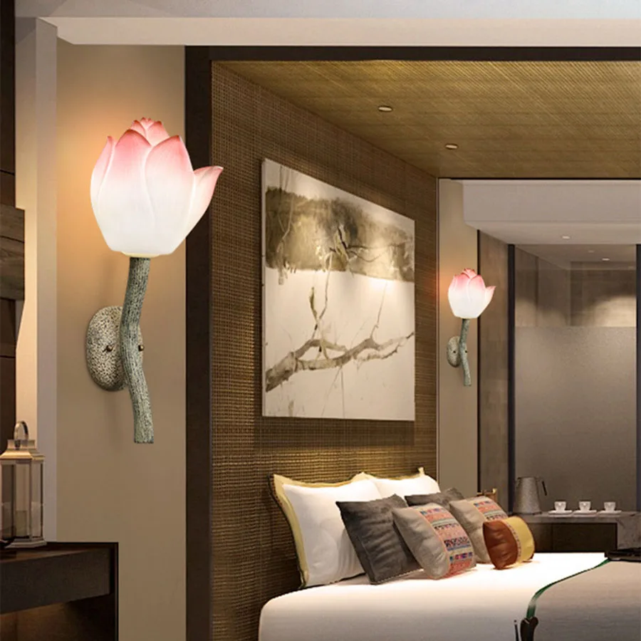 

Chinese Creative LED Wall Light Bedroom Bedside Living Room Aisle Corridor Wall Lamp Cafe Bar Restaurant Hotel Lotus Sconce Lamp