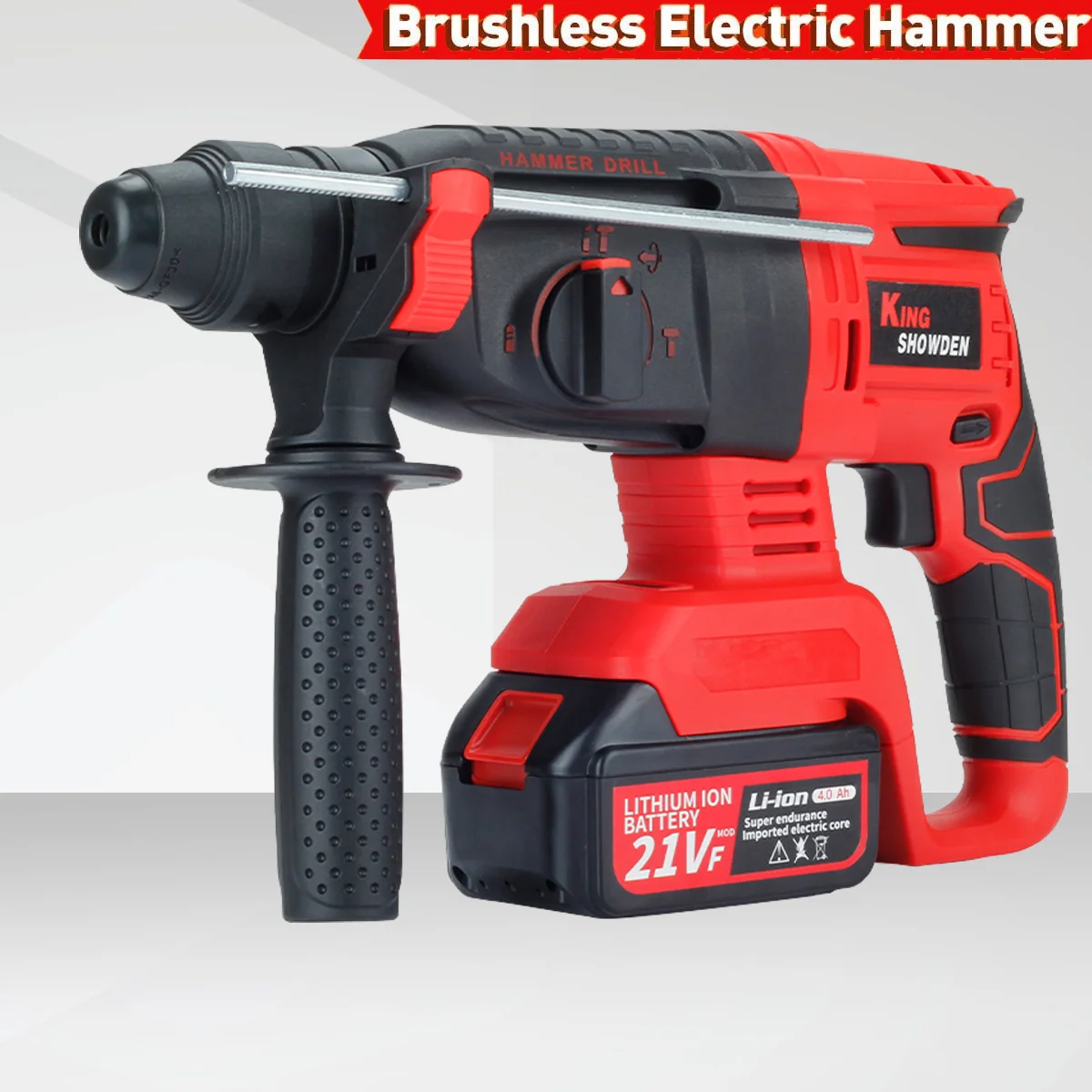 

Brushless Rotary Hammer Electric Drill Rechargeable Hammer With 21V 2*Battery and Accessories Drilling Multifunctional Tool