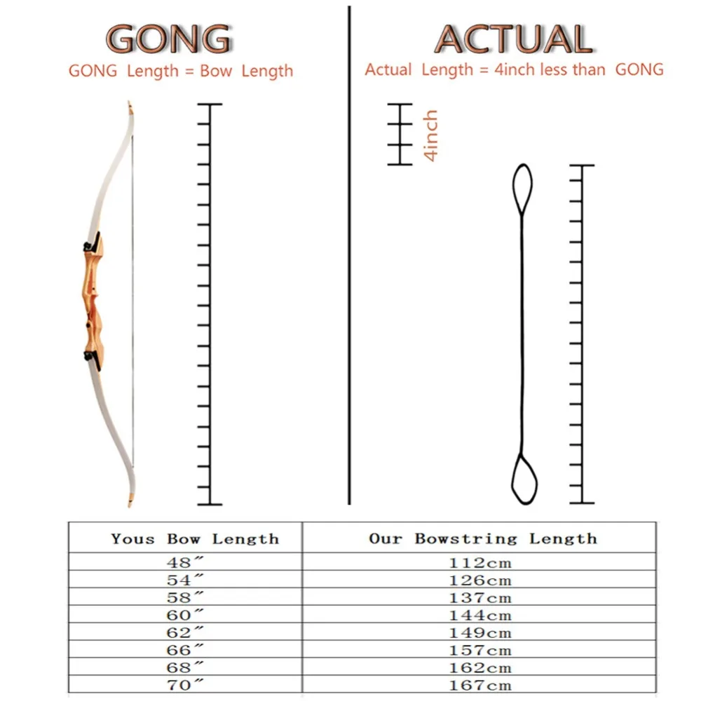 

Archery Accessories Black Bowstrings Bow Strings For Recurve Bow Longbow - Various Size, Hunting Length 48" - 70"